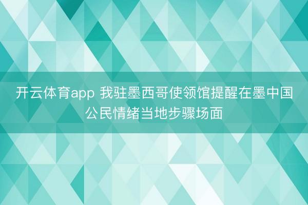 開云體育app 我駐墨西哥使領(lǐng)館提醒在墨中國公民情緒當?shù)夭襟E場面